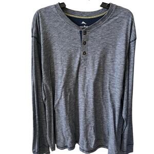 Tommy Bahama Blue Men's Henley Shirt 1/4 button Long Sleeve T-shirt Size XXL